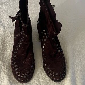 Laurence Dacade Burgundy Studded Combat Boots